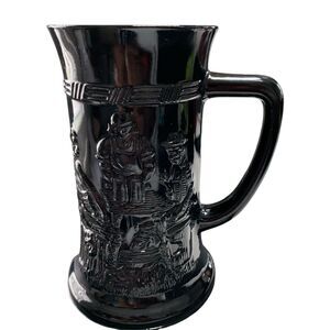 Indiana Glass Tiara Beer Steins Tankard Mug Opaque Black 12 Oz 3D Design